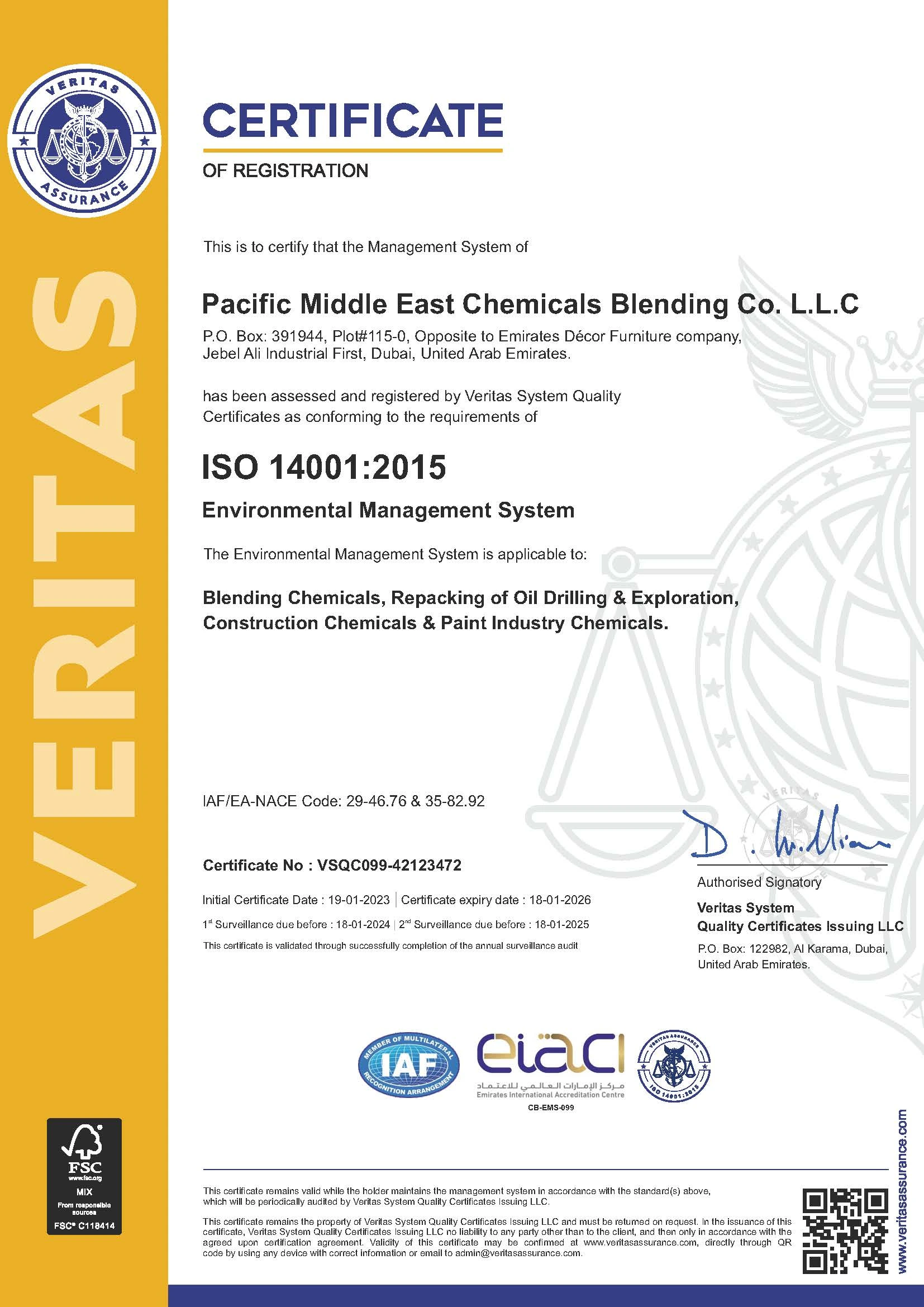 ISO 14001 Certificate