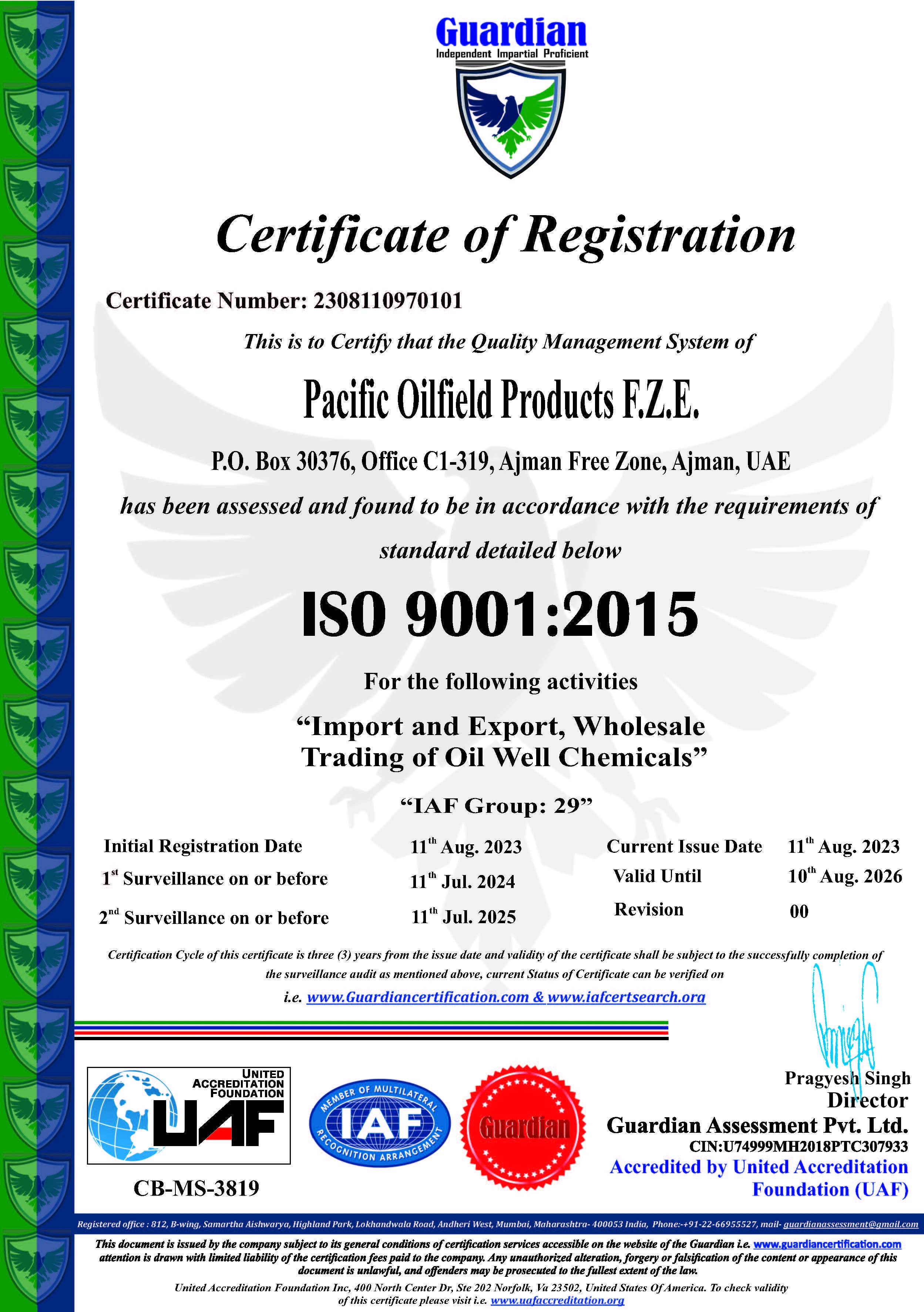 ISO 9001 Certificate